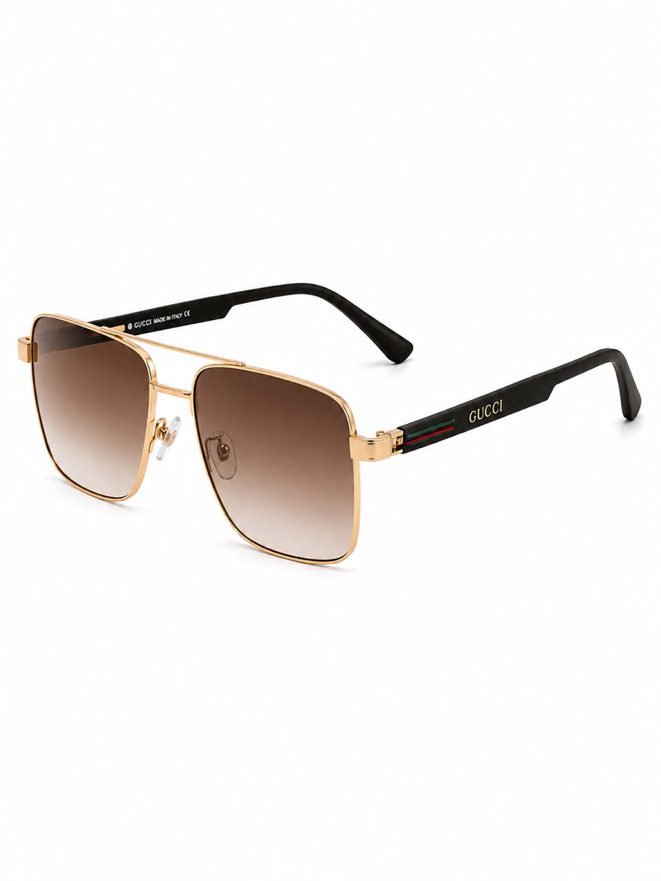 Gucci Square Aviator Sunglasses – Model Wearing Gold Frame