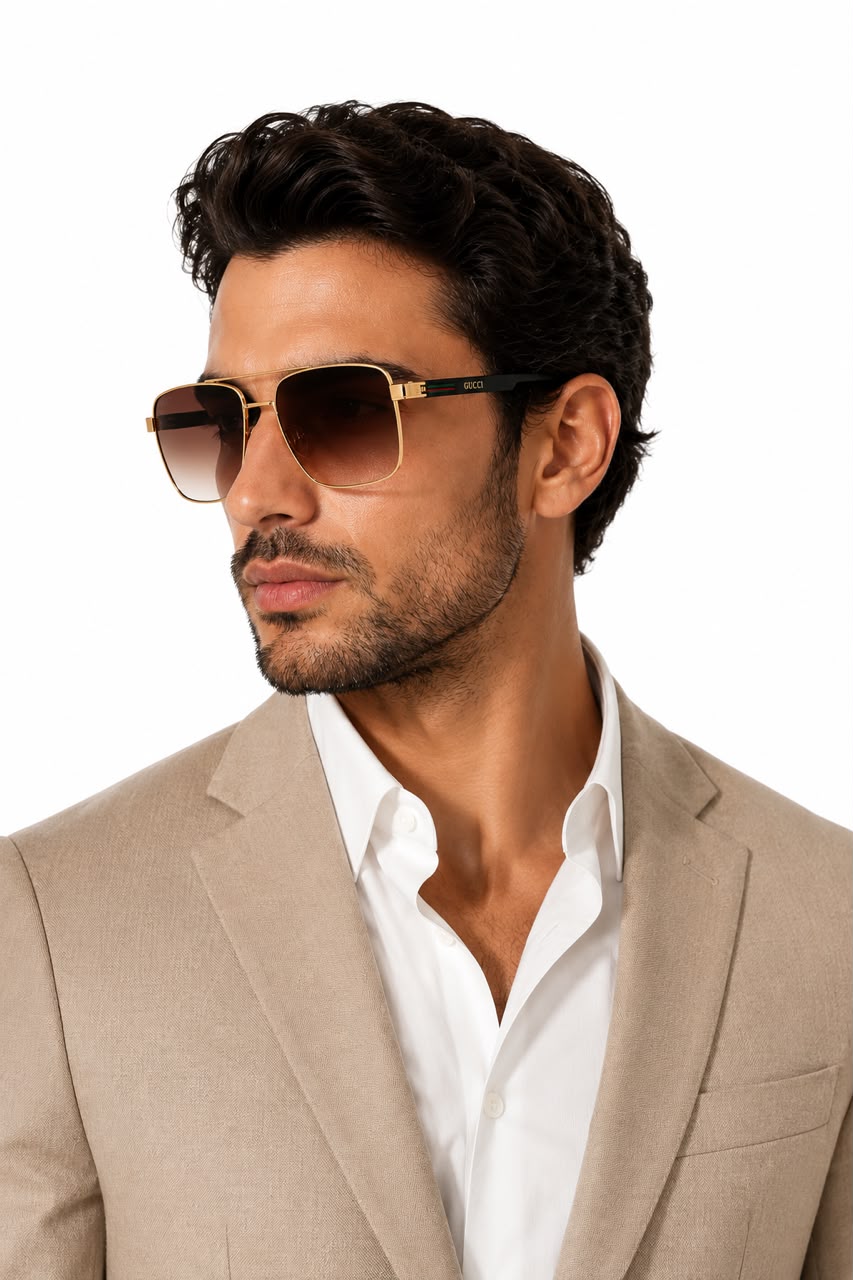 Gucci Square Aviator Sunglasses – Gold Frame Product Shot